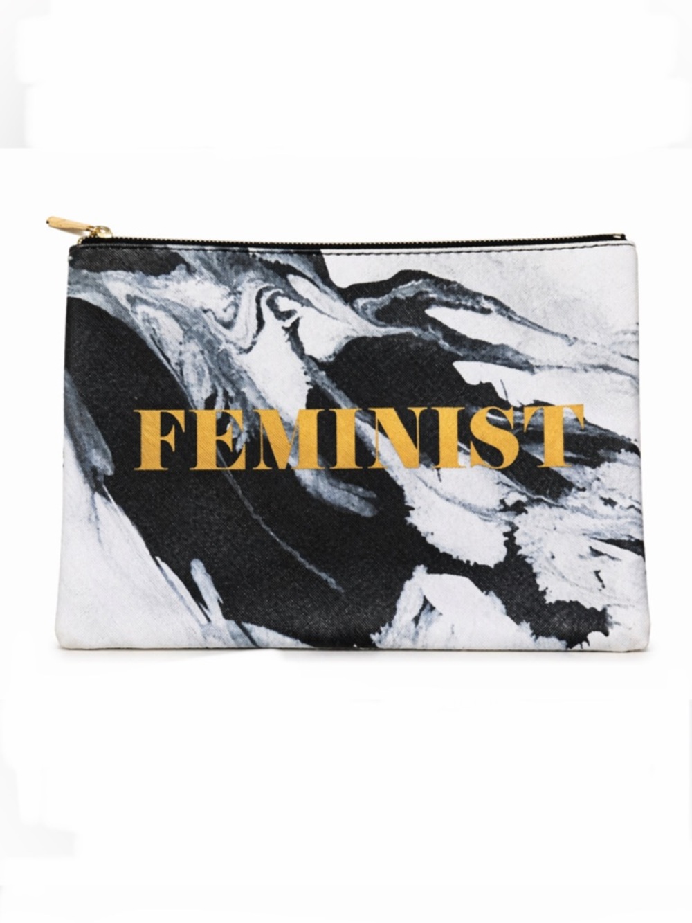 Ruby + Cash "FEMINIST" marble print cosmetic pouch